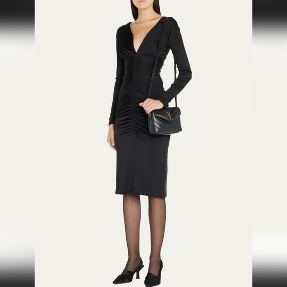 Authentic YSL Saint Laurent LOULOU TOY STRAP BAG MATELASSÉ "Y" LEATHER in Black! - Picture 14 of 17